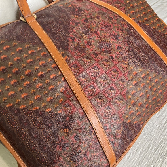 Suitcase Large Soft Sided Coated Canvas Top Handle Bag Packable Paisley Floral - Picture 10 of 16